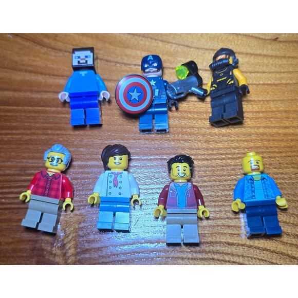 Lot of 7 LEGO Mini Figures (Captain America, Minecraft Steve & Others) - Picture 1 of 2